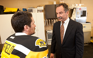 Dr. Fadale with Bruins Hockey player